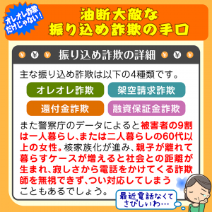 オレオレ詐欺だけじゃない！油断大敵な振り込め詐欺の手口